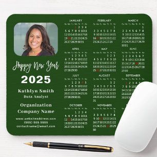 2025 Calendar Business Photo Modern Green Simple Mouse Pad