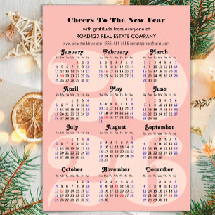 2025 Calendar Business Pink Minimalist Magnetic