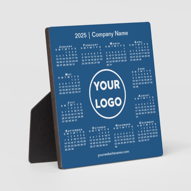 2025 Calendar Company Logo Blue Business Plaque (Front)