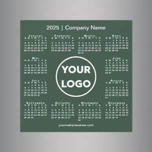 2025 Calendar Company Logo on Forest Green Magnet