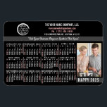 2025 Calendar Custom Business Logo Name Photo Easy Magnet<br><div class="desc">These professional-looking 2025 calendar flexible magnets are perfect for your company office branding and marketing. They have bold numbers in white and red on black. Above that, brand your business with your corporate logo, business name, website, phone, address, and a slogan. To the right of the calendar, add a vertical...</div>