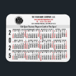 2025 Calendar Custom Business Logo Name White Easy Magnet<br><div class="desc">These professional-looking 2025 calendar flexible magnets are perfect for your company office branding and marketing. They have bold numbers in black and red on white. Above that, brand your business with your corporate logo, business name, website, phone, address, and a slogan. These simple, practical calendar magnets are perfect for your...</div>