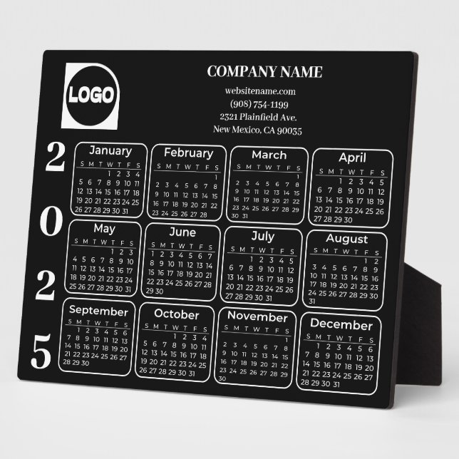 2025 Calendar Custom Company Name & Logo Black Plaque (Side)