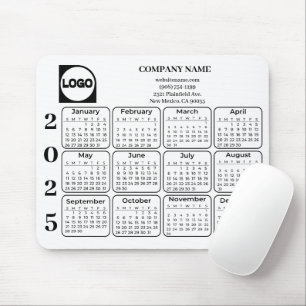 2025 Calendar Custom Company Name & Logo Mouse Pad