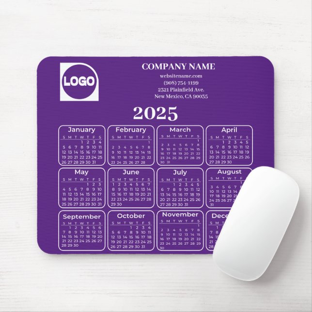 2025 Calendar Custom Company Name & Logo Mouse Pad (With Mouse)