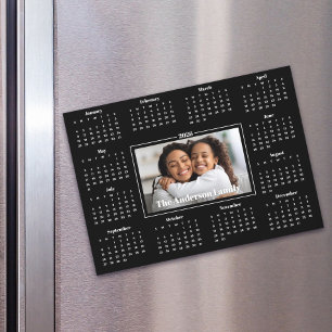 2025 Calendar Custom Photo Family Black Magnet