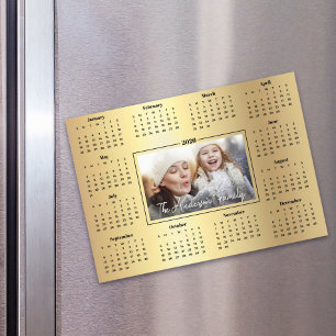 2025 Calendar Custom Photo Gold Foil Family Magnet