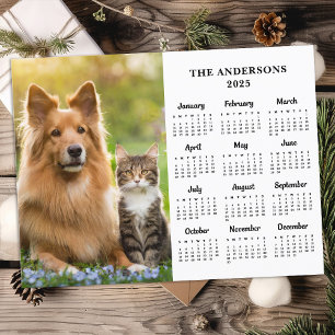 2025 Calendar Custom Photo Pet Dog Family New Year Holiday Postcard