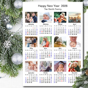 2025 Calendar Family 12 Photo Collage Minimalist