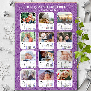 2025 Calendar Family 12 Photo Collage Minimalist Holiday Card