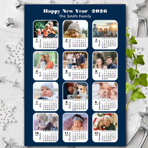 2025 Calendar Family Photo Collage Modern Blue