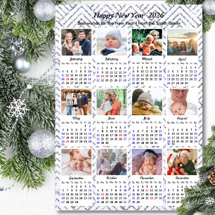 2025 Calendar Family Photo Modern Silver Glitter