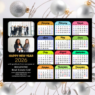 2025 Calendar Gold Black Business 2 Photo Magnetic