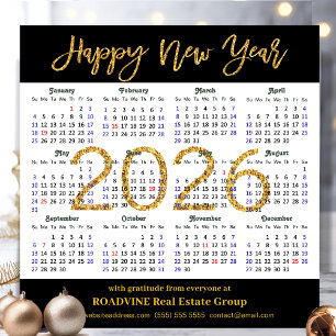 2025 Calendar Gold Black Corporate Magnetic Card