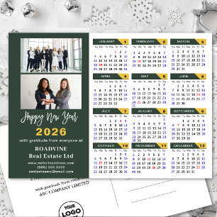 2025 Calendar Gold Glitter New Year Business Photo Holiday Postcard