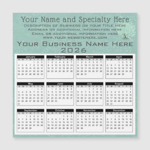 2025 Calendar Heart Leaf Tree Floral Mint Green