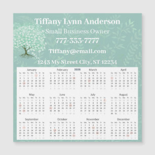 2025 Calendar Heart Leaf Tree Floral Mint Green