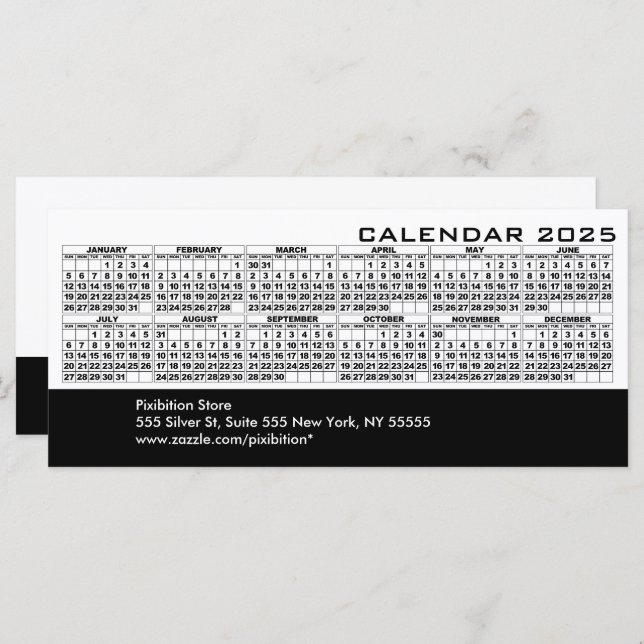 2025 Calendar Holidays Rack Card White (Front/Back)