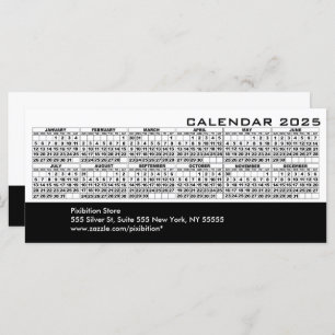 2025 Calendar Holidays Rack Card White