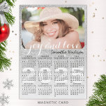 2025 Calendar Magnet Custom Photo Silver Glitter<br><div class="desc">This personalised 2025 magnetic calendar features name and photo templates, Joy and Love saying and girly silver grey faux glittered design. Click "Personalise this template" and upload your photo there to get the result with the same stylish frame-look edges around the picture. It's a cute practical gift idea for Christmas,...</div>