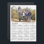 2025 Calendar Magnet Family Photo White Black<br><div class="desc">This 2025 calendar magnet in a simple minimalist style is easy to personalise with your family name and custom photo to create a unique present for your loved ones. The white and black design with a colourful picture looks beautiful and clear and is a practical gift idea for Christmas, New...</div>