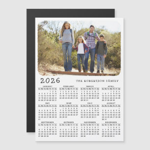 2025 Calendar Magnet Family Photo White Black