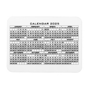 2025 Calendar Magnet White
