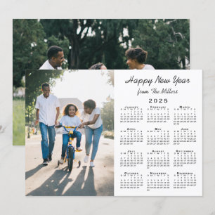 2025 Calendar Modern 2 Photo Happy New Year Holiday Card