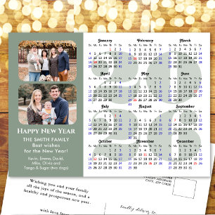 2025 Calendar Modern Black Family Photo Minimalist Holiday Postcard