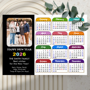 2025 Calendar Modern Black Photo Colourful Magneti