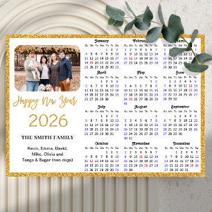 2025 Calendar Modern Gold Glitter Photo Magnetic
