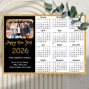 2025 Calendar Modern Gold Glitter Photo Magnetic