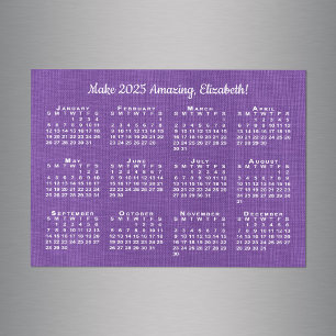 2025 Calendar Motivation Custom Name Purple Magnet