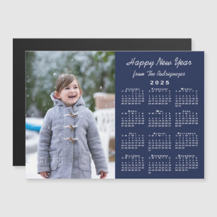2025 Calendar Photo Happy New Year Navy Magnet