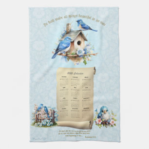 2025 Calendar Towel Bluebirds Birdhouse Ecc 3:11