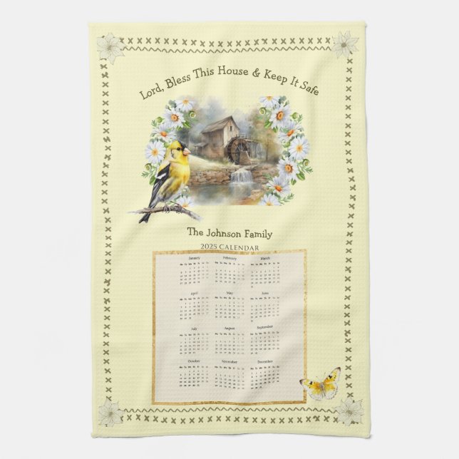 2025 Calendar Towel Kitchen Prayer House Blessing (Vertical)
