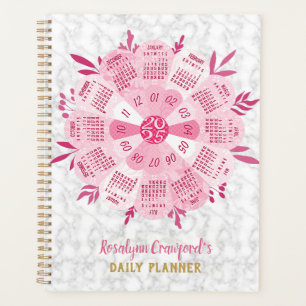 2025 Calendar Unique Boho Pink Flower Custom Name Planner