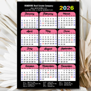 2025 Calendar US Holidays Pink Corporate Magnetic