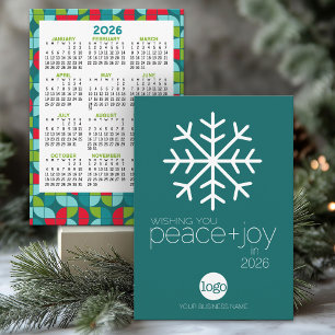 2025 Calendar Wishing Peace Joy Business Christmas Holiday Card