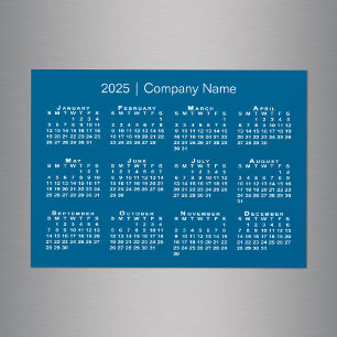 2025 Calendar with Company Name Blue Magnet