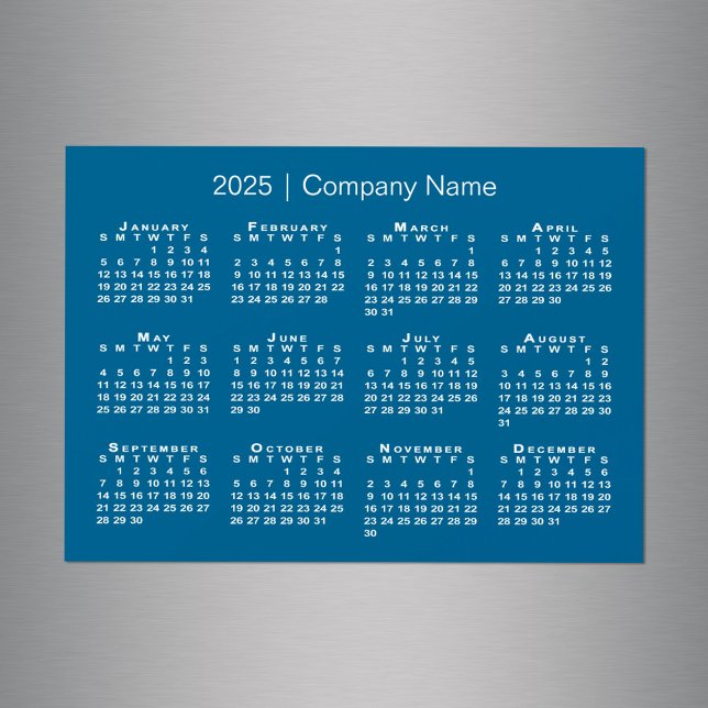 2025 Calendar with Company Name Blue Magnet (2025 Calendar with Company Name Blue Magnet in situ)