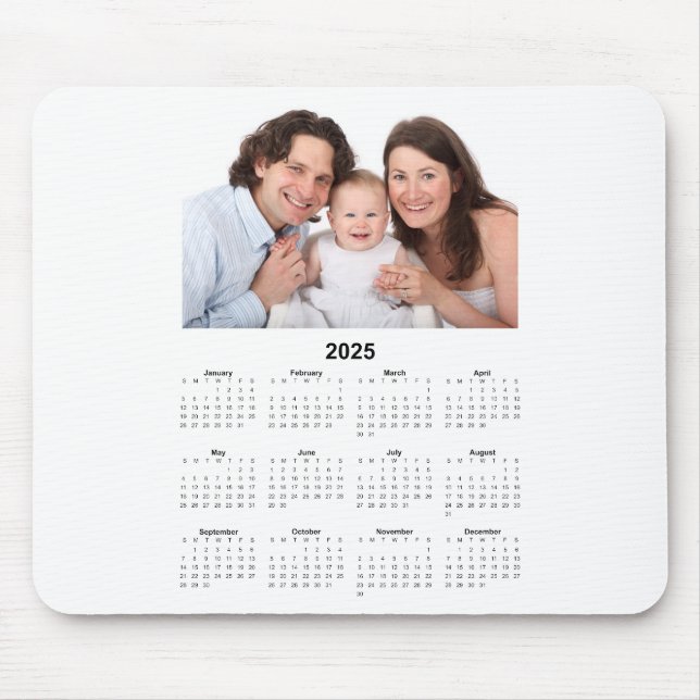 2025 Calendar with Custom Photo  Mouse Pad (Front)