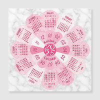 2025 Calendar Year Custom Boho Pink Flower Magnet
