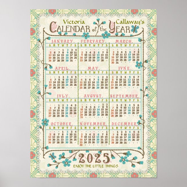 2025 Calendar Year Victorian Art Nouveau | Custom Poster (Front)