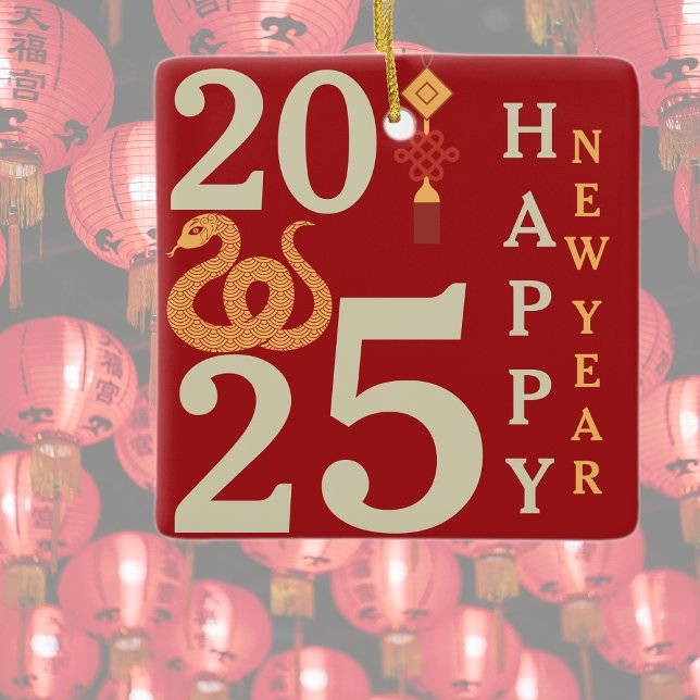 2025 Chinese New Year Of The Snake Red Family Name Ceramic Ornament (Creator Uploaded)