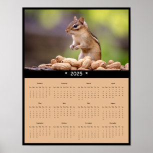 2025 Chipmunk Wall Calendar Poster