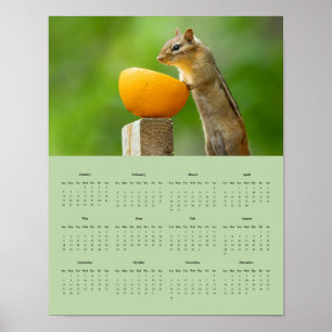 2025 Chipmunk Wall Calendar Poster