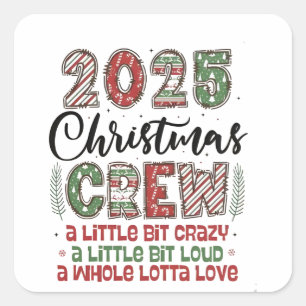 2025 Christmas Crew Family Matching Outfit Xmas Square Sticker