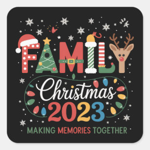 2025 Christmas Crew We Are Family Festive Party Square Sticker