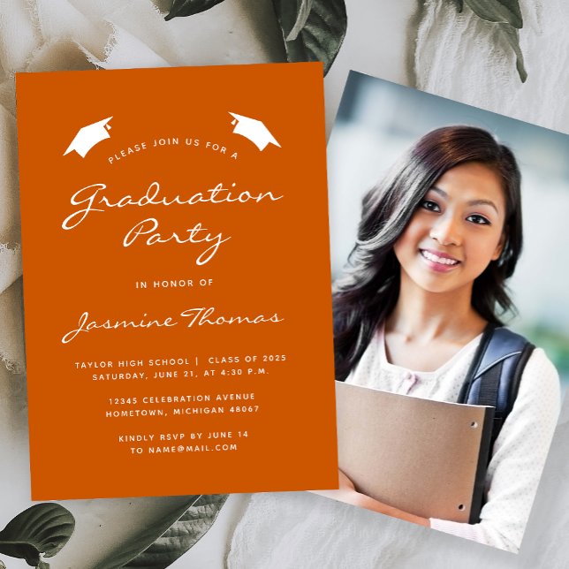 2025 Classic Modern Burnt Orange Graduation Party Invitation (Creator Uploaded)
